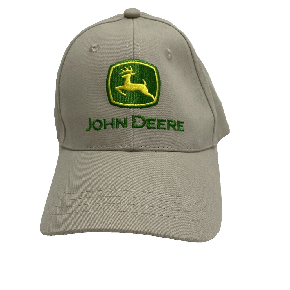 John Deere Adjustable Cap Hat Embroidered Tan Brown Farmer Country‎ Outdoor OS